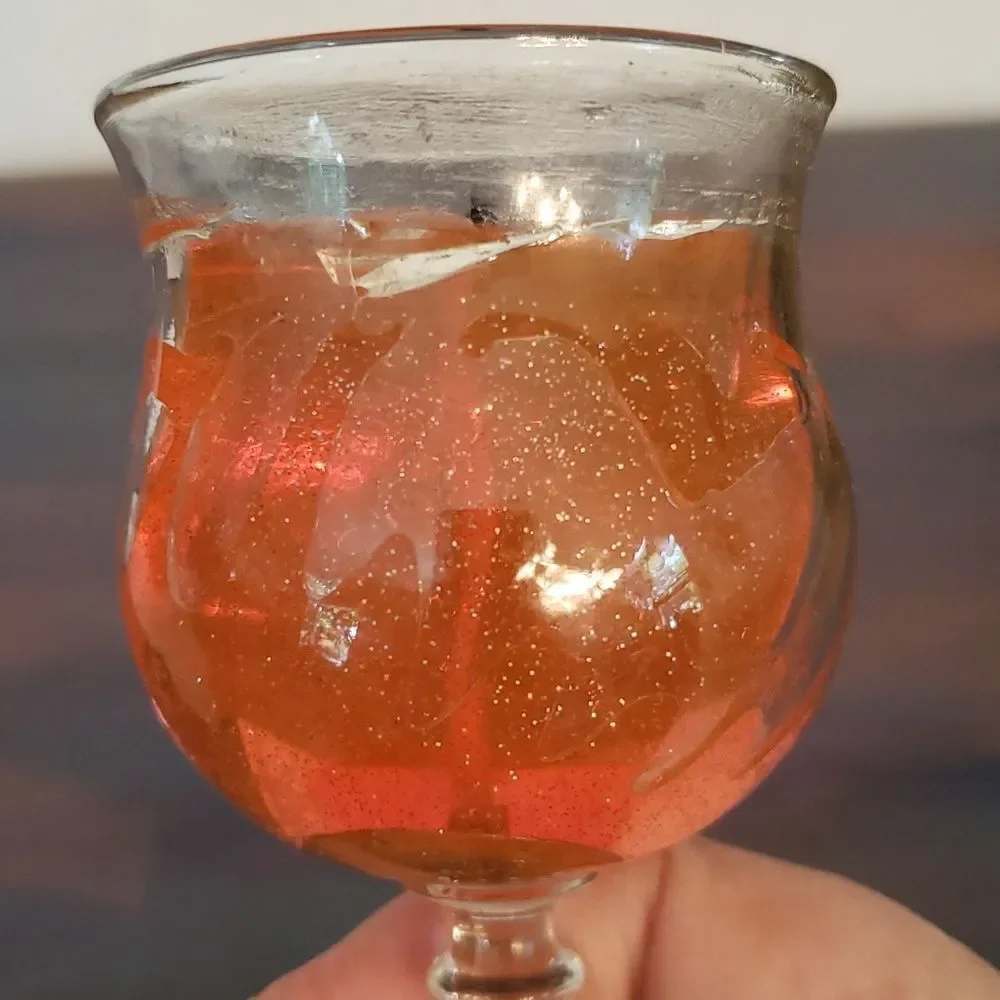 Vintage Avon SPARKLING SWIRL Red Transparent Candle & Goblet Holder